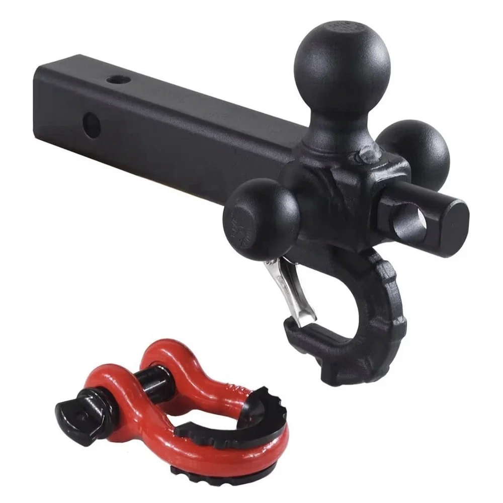 TOPTOW Trailer Hitch Tri-Ball Hitch Mount w/Matte Black Triple Hitch Balls 1-...